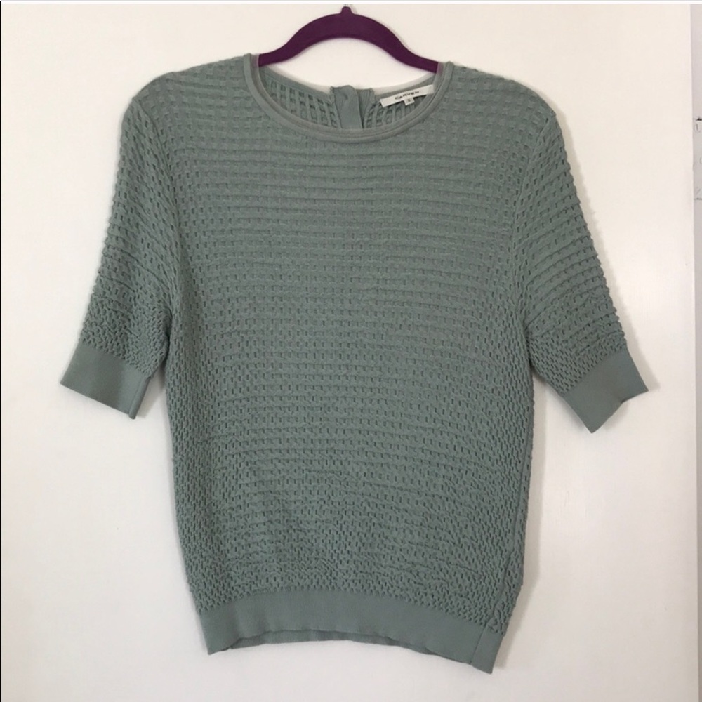 Carven Blue Short Sleeve Pullover Sweater